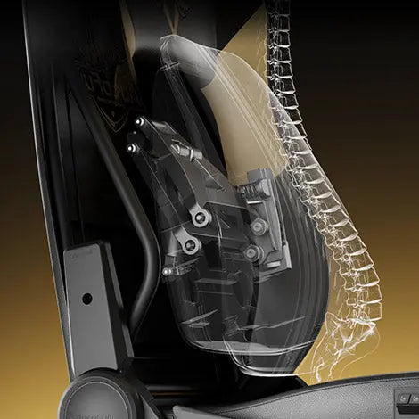 Ergonomic chair cutaway showing spinal S-curve support AutoFull US