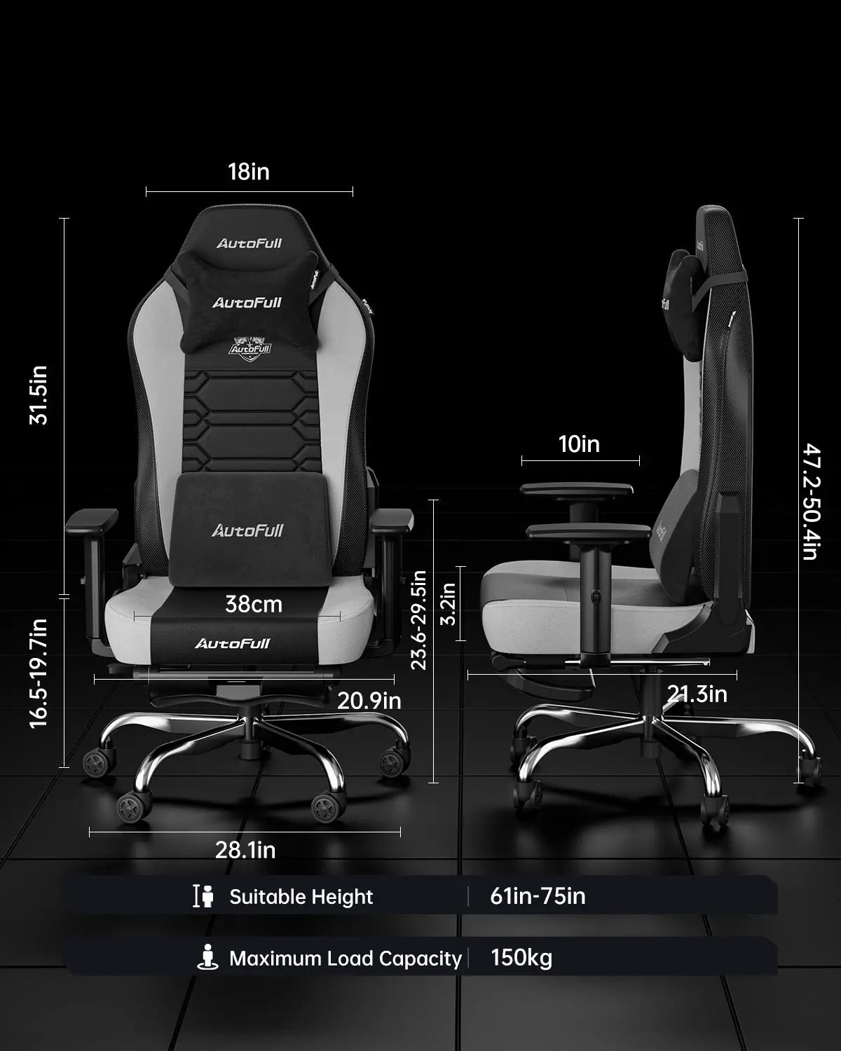 AutoFull C3 Gaming Chair with Ergonomic Lumbar Pillow new AutoFull US