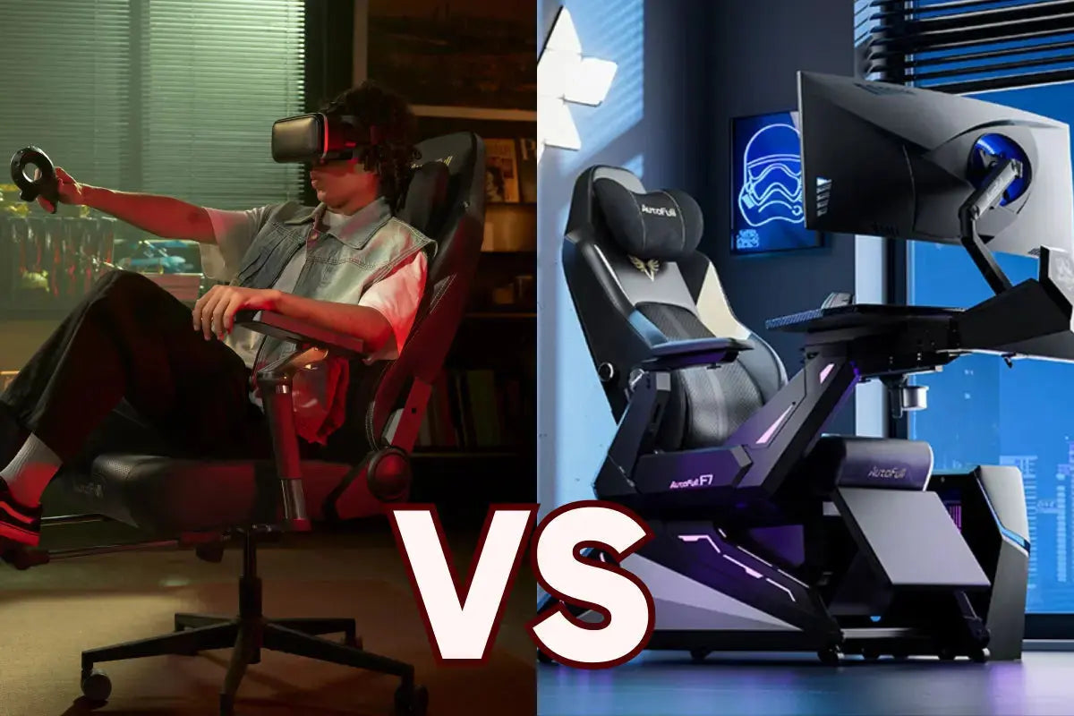 Side-by-side comparison of a VR gaming chair and an immersive gaming workstation chair